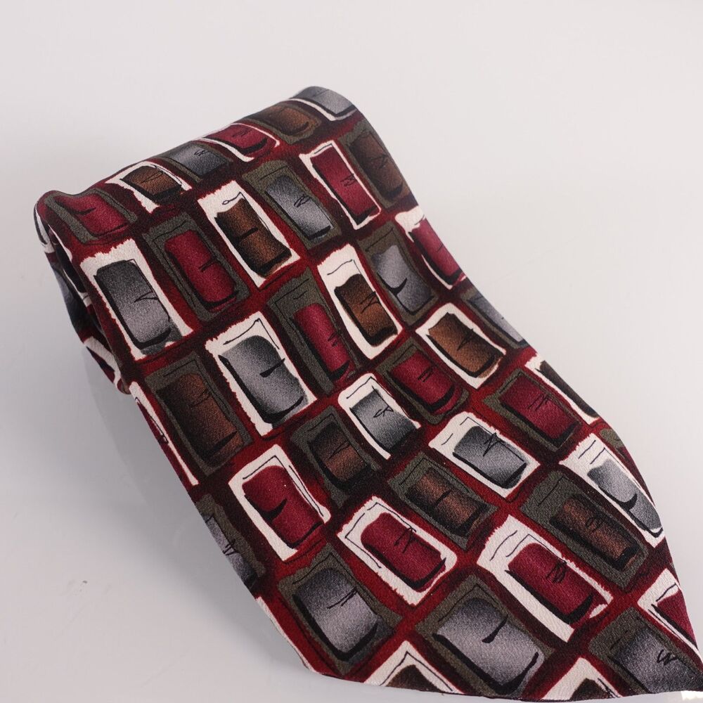 J Garcia Mens Tie Necktie New York, NY Collection Fourteen 100% Silk New Red